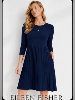 eileen fisher fit and flare dress Viscose Jersey V-Neck Flare Dress